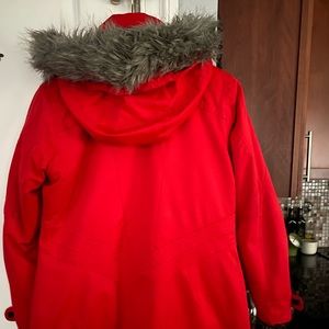 Bright red ski coat